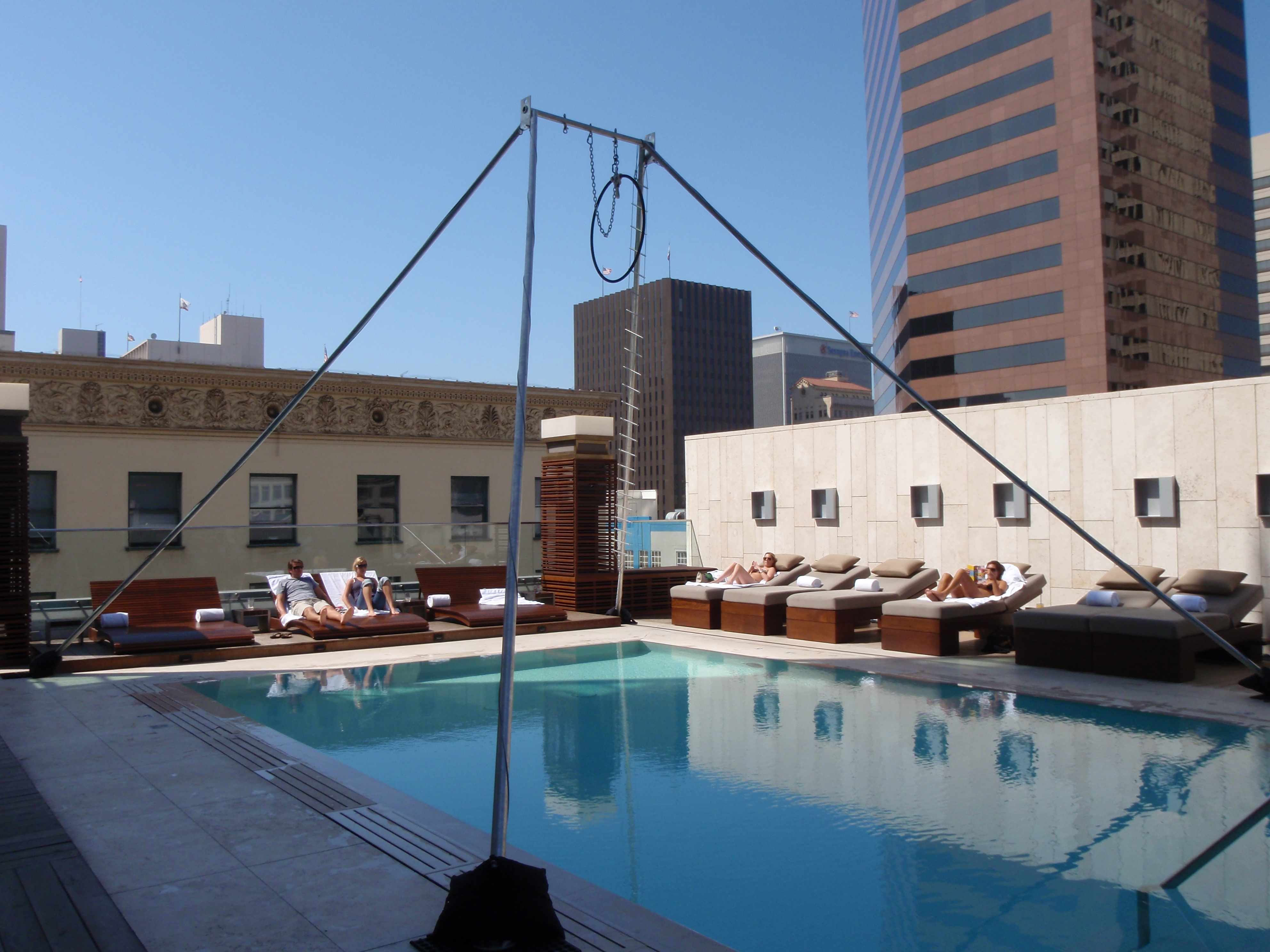 aerial rig over outdoor pool